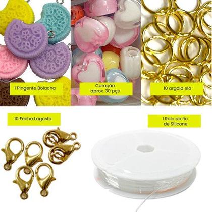 Imagem de Kit Missanga Infantil Completo com Letra Aplique Emborrachado Entremeio Para Pulseiras Colar 2600pçs