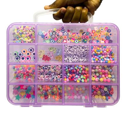 Imagem de Kit Missanga Infantil Completo com Letra Aplique Emborrachado Entremeio Para Pulseiras Colar 2600pçs