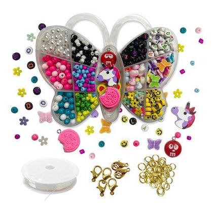 Imagem de Kit Missanga Infantil Completo com Letra Aplique Emborrachado Entremeio Para Pulseiras Colar 2600pçs