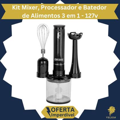 Imagem de Kit Mixer 3 em 1 Processador, Batedor, Triturador de Alimentos Elétrico 127v ou 220v Inmetro 200W voltage:127V
