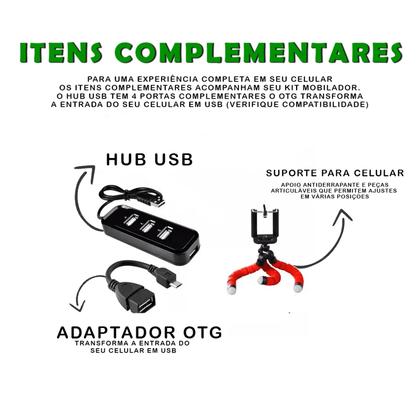 Imagem de Kit Mobilador Gamer Completo Teclado One Hand Uma Mão Mouse Mousepad Suporte Para Celular