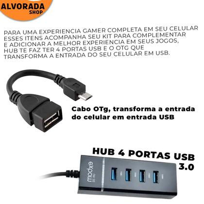 Imagem de Kit Mobilador Gamer HUB 3.0 4 Portas + Mouse Led 3200 dpi + Pad Speed Teclado Multimídia