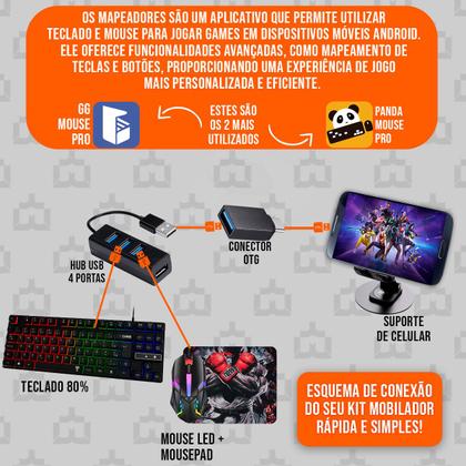 Imagem de Kit Mobilador Gamer Led Teclado Rgb + Mouse 1600dpi + Pad Speed Estampado e Tripé
