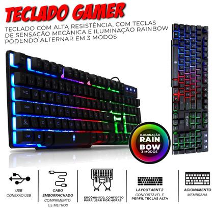 Imagem de Kit Mobilador Para Celular Gamer Com Tripé Mouse Teclado Led Completo Para Ff/Pubg