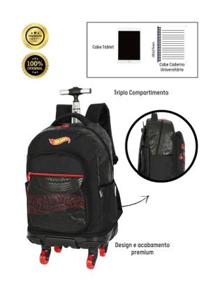 Imagem de Kit Mochila 2X1 Roda+Lancheira+Estojos Hot Wheels - Vermelho