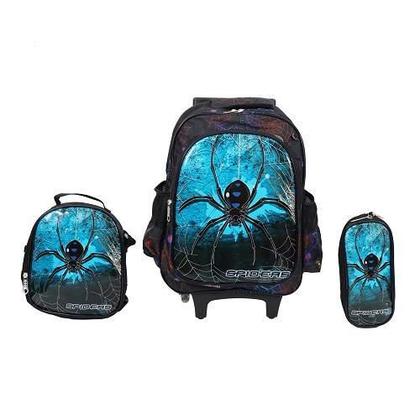 Imagem de Kit Mochila Black Spider Escolar Rodinhas Lancheira e Estojo