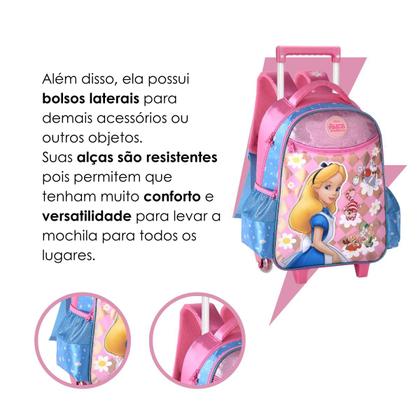 Imagem de Kit Mochila C/ Rodinhas Alice no País das Maravilhas C/ Lancheira Térmica E Estojo Infantil - Clio