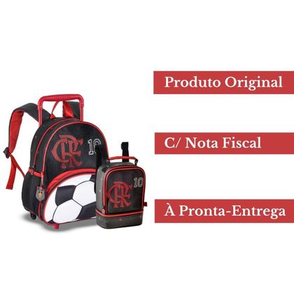 Imagem de Kit Mochila C/ Rodinhas Flamengo + Lancheira Térmica E Estojo Duplo Escolar - Clio