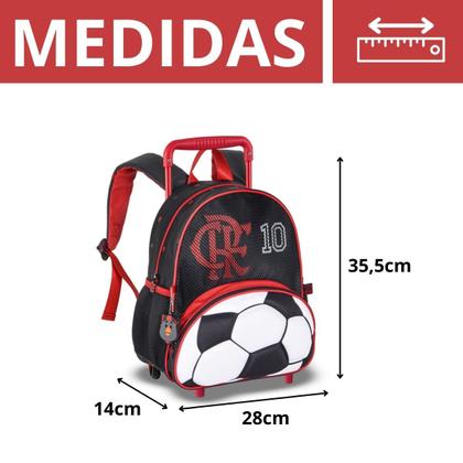 Imagem de Kit Mochila C/ Rodinhas Flamengo + Lancheira Térmica E Estojo Duplo Escolar - Clio
