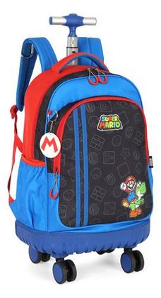 Imagem de Kit Mochila Carrinho 360 Porta Notebook Original Super Mario