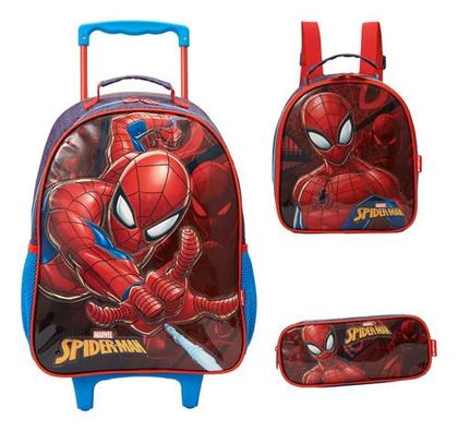 Imagem de Kit Mochila Carrinho Homem Aranha Spider Man Xeryus