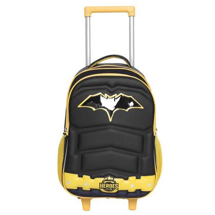 Imagem de Kit mochila carrinho infantil 17", lancheira térmica e estojo escolar Heroes Batmax Yins
