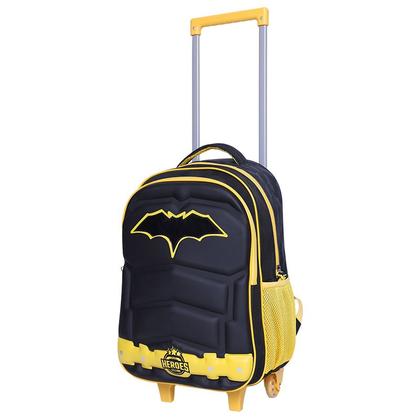 Imagem de Kit mochila carrinho infantil 17", lancheira térmica e estojo escolar Heroes Batmax Yins
