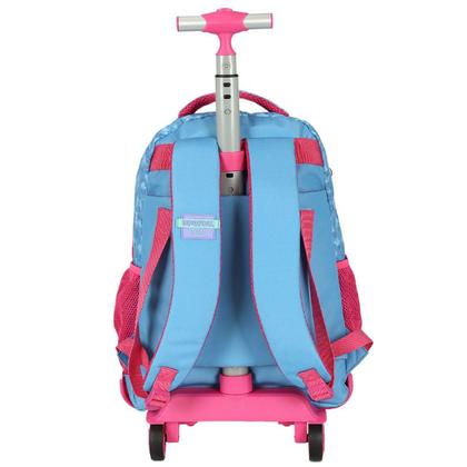 Imagem de Kit mochila carrinho infantil 2 em 1 18" e lancheira térmica pink com chaveiro emborrachado Stitch Disney Up4You