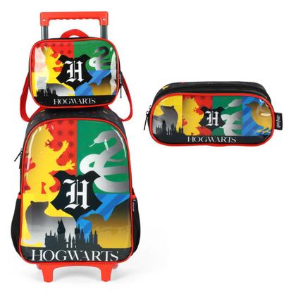 Imagem de Kit Mochila Carrinho + Lancheira + Estojo Duplo Harry Potter