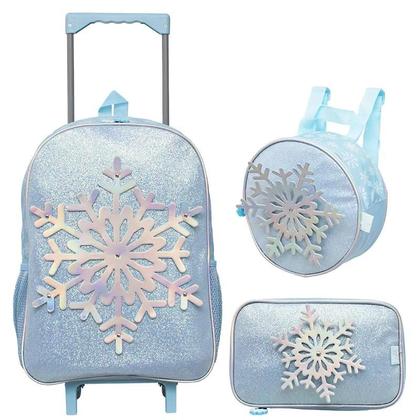 Imagem de Kit mochila carrinho, lancheira térmica e estojo Snowy 17"