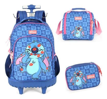 Imagem de Kit Mochila Carrinho Original Disney Stitch E Angel Kiss