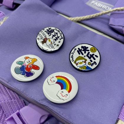 Imagem de Kit Mochila com 4 Pçs e Broche Fashion Escolar Passeio Juvenil Grande