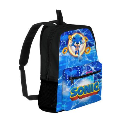 Imagem de Kit Mochila com Bolso e Estojo Escola Infantil Sonic Menino 