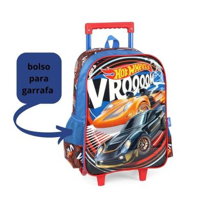Imagem de Kit Mochila Com Rodas + Lancheira Infantil Hot Wheels