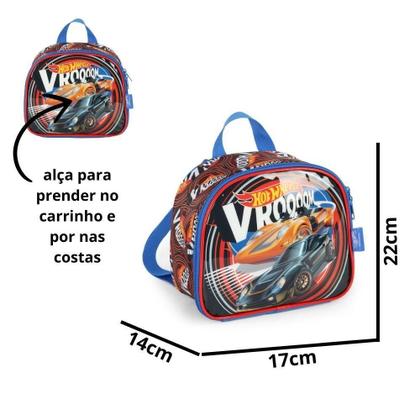 Imagem de Kit Mochila Com Rodas + Lancheira Infantil Hot Wheels