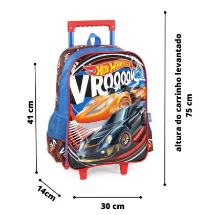 Imagem de Kit Mochila Com Rodas + Lancheira Infantil Hot Wheels