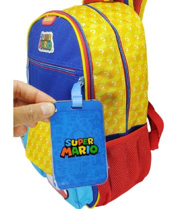 Imagem de Kit Mochila Costa Escolar Super Mario Grande + Estojo Triplo 03 Ziper Original Chenson