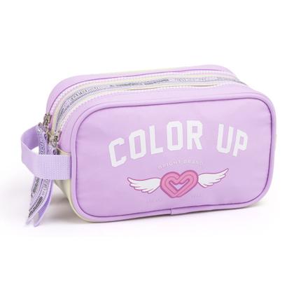 Imagem de Kit Mochila Costas 18" Color UP Estojo Duplo Escolar Passeio