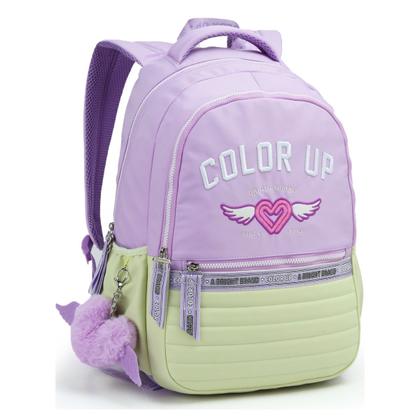 Imagem de Kit Mochila Costas 18" Color UP Estojo Duplo Escolar Passeio
