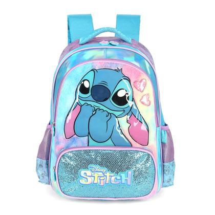 Imagem de Kit Mochila Costas e Estojo Stitch 3D em Alto Relevo AZUL