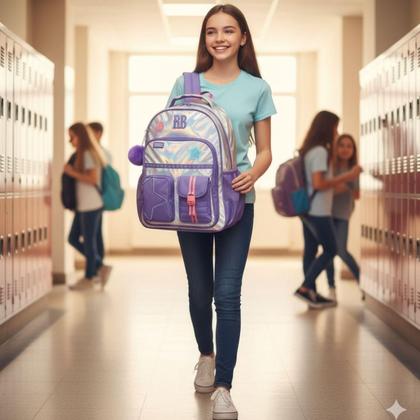 Imagem de Kit Mochila Costas Escolar Rebecca Bonbon Holográfica Shine Com Estojo 2026