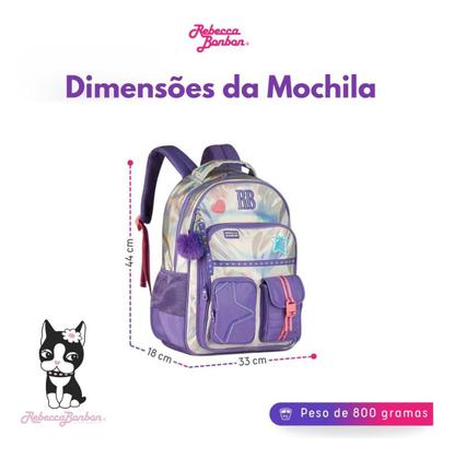 Imagem de Kit Mochila Costas Escolar Rebecca Bonbon Holográfica Shine Com Estojo 2026