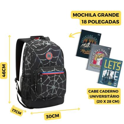 Imagem de Kit Mochila Costas Estojo Dinossauro Aranha Escolar Meninos