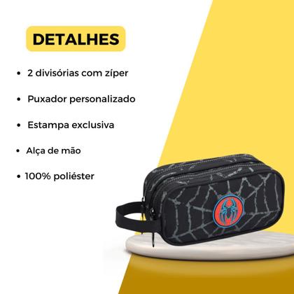 Imagem de Kit Mochila Costas Estojo Dinossauro Aranha Escolar Meninos