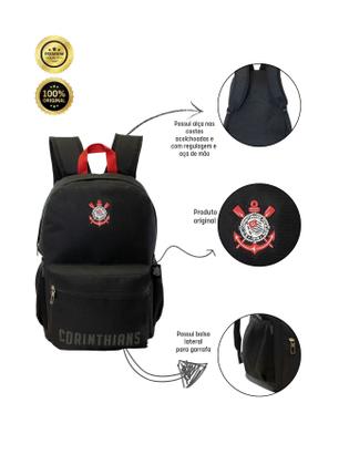 Imagem de Kit Mochila Costas+Estojo T+Lancheira+Sacola Corinthians