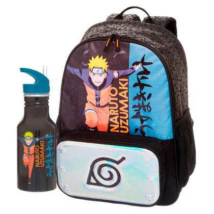 Imagem de Kit Mochila Costas + Garrafinha Naruto Ninja Run Preto