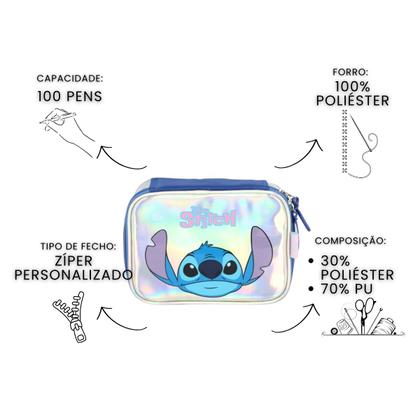 Imagem de Kit Mochila Costas Holográfica Stitch Lancheira e Estojo Box