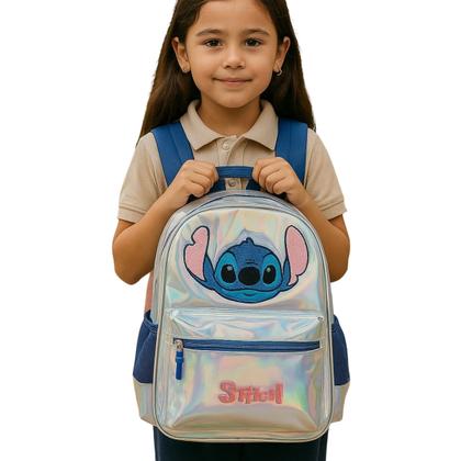 Imagem de Kit Mochila Costas Holográfica Stitch Lancheira e Estojo Box