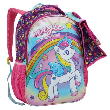 Imagem de Kit Mochila Costas Lancheira Estojo Garrafa Unicornio Magico