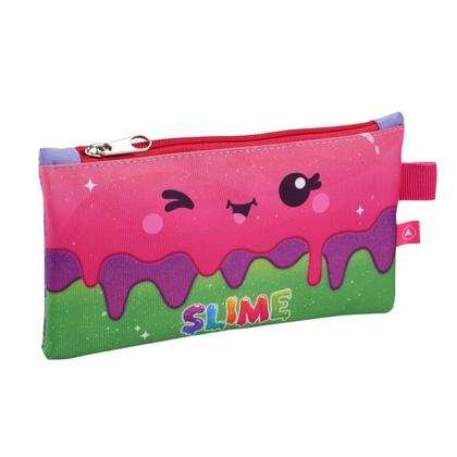 Imagem de Kit Mochila Costas Lancheira Garrafa Estojo Escolar Menina Infantil Slime Roxo