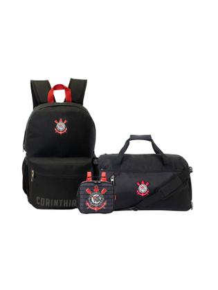 Imagem de Kit Mochila Costas+Lancheira+Sacola De Viagem Corinthians