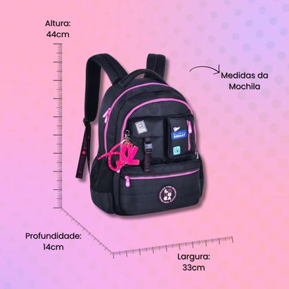 Imagem de Kit Mochila Costas Luluca Escolar Passeio Meninas Estojo Box