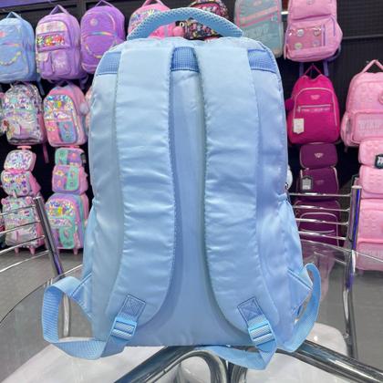 Imagem de Kit Mochila Costas Material Brilho Metalizado Com Chaveiro Pompom Com Estojo Box