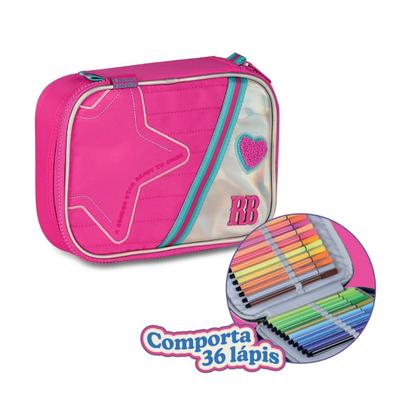 Imagem de Kit Mochila Costas Prateada com Lancheira Térmica e Estojo