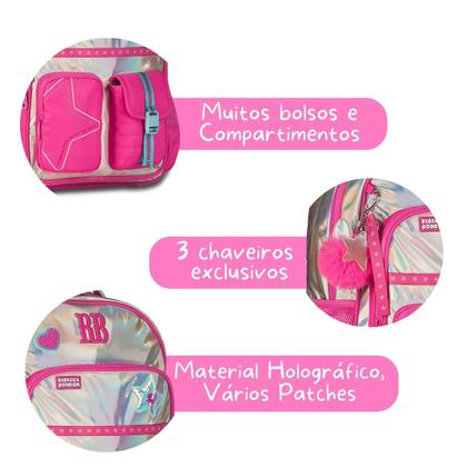 Imagem de Kit Mochila Costas Prateada com Lancheira Térmica e Estojo