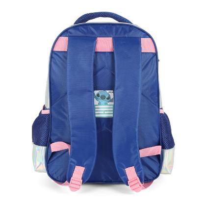 Imagem de Kit Mochila Costas Stitch Prata Holográfico + Estojo Box