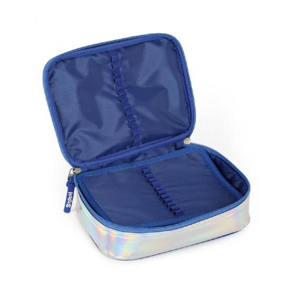 Imagem de Kit Mochila Costas Stitch Prata Holográfico + Estojo Box