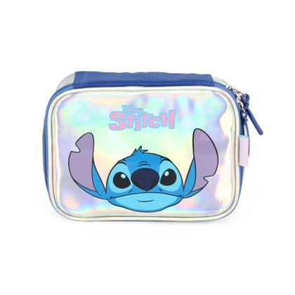 Imagem de Kit Mochila Costas Stitch Prata Holográfico + Estojo Box