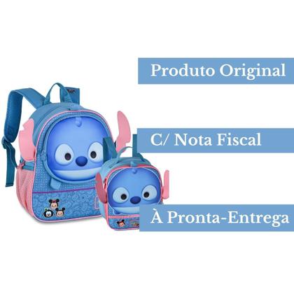Imagem de Kit Mochila Costas - Stitch Tsum Tsum - C/ Lancheira Térmica Disney Escolar/Creche - Clio