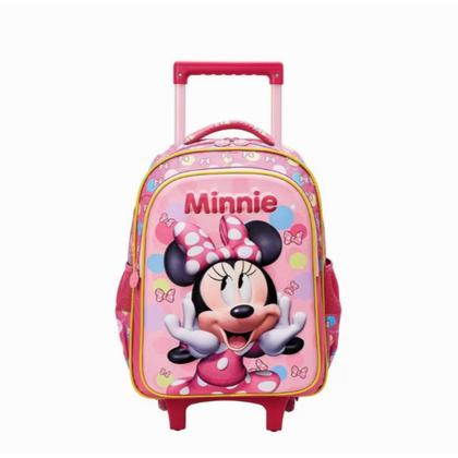 Imagem de Kit Mochila de Carrinho e Lancheira Infantil Minnie 3D